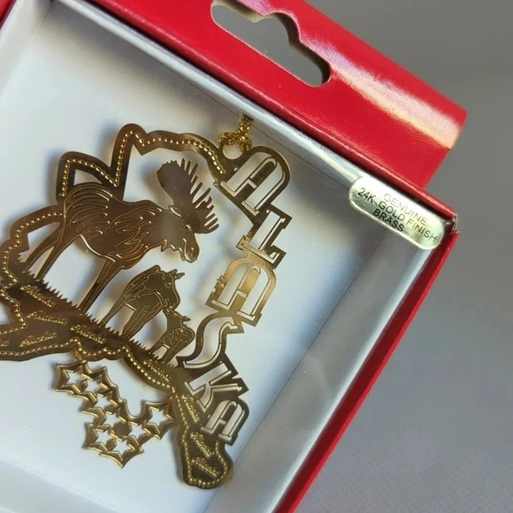 ALASKA 24k Christmas Ornament- Moose family- Alaska state souvenir ornament - Picture 2 of 8